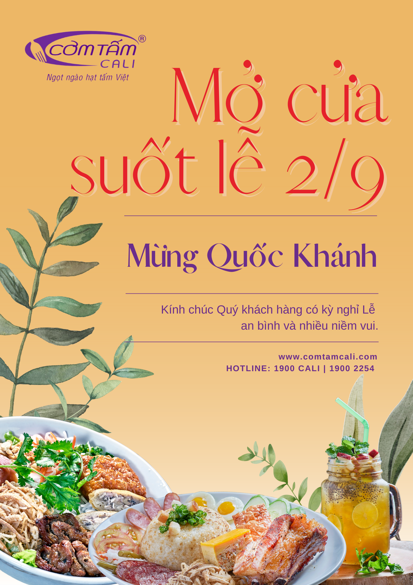 THÔNG BÁO: CƠM TẤM CALI KHÔNG NGHỈ LỄ